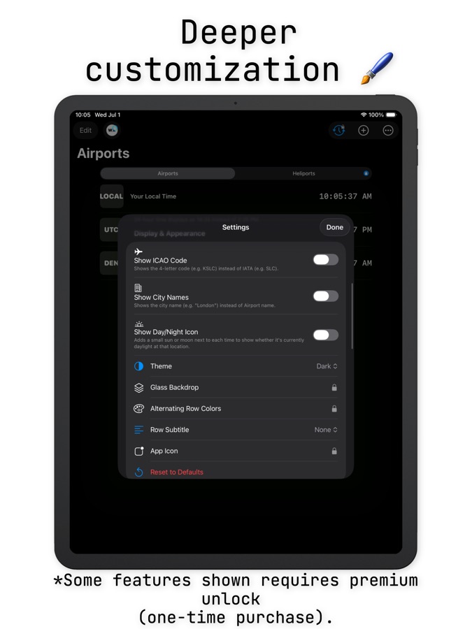 AvClock iPad: deeper customization settings