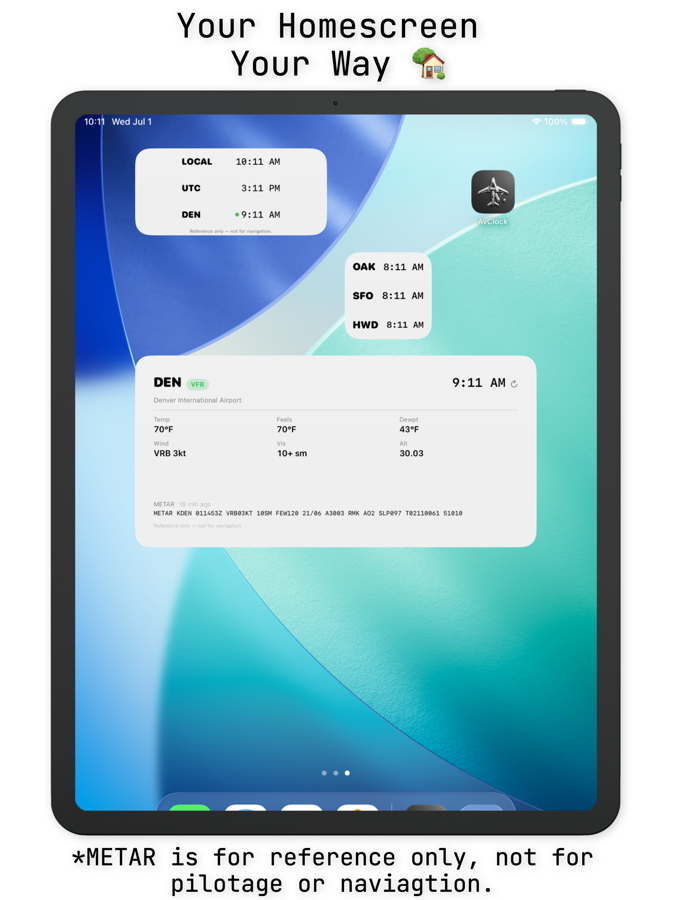 AvClock iPad: widgets on the Home Screen