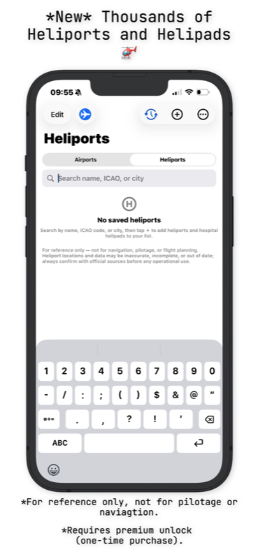 AvClock iPhone: thousands of heliports and helipads