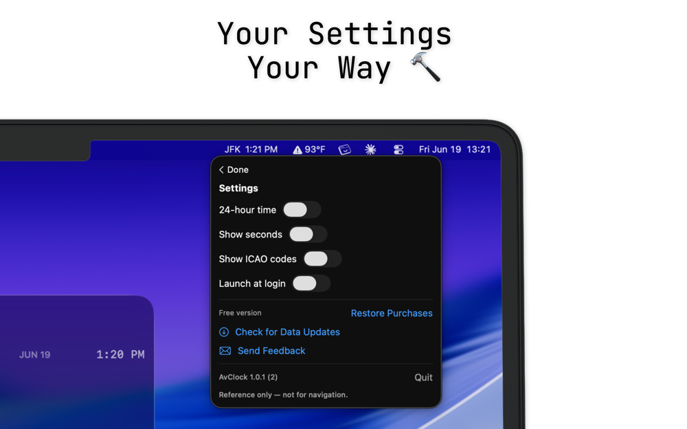 AvClock Mac: settings, your way
